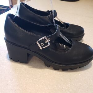 Black Chunky Heel Mary Jane Shoes